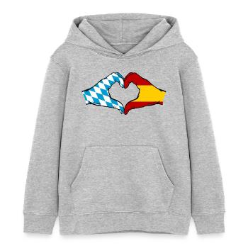 Bavière, Espagne, Drapeau, Aiguilles, Coeur - Sweat à capuche enfant bio Stanley/Stella - gris chiné - Devant - AI Model Kid Female (0cm)