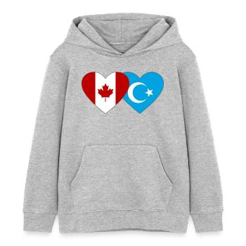 Drapeau ouïghour du Canada Cœur - Sweat à capuche enfant bio Stanley/Stella - gris chiné - Devant - AI Model Kid Female (0cm)