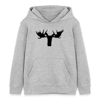 Tête d’orignal – la majesté des forêts scandinaves - Sweat à capuche enfant bio Stanley/Stella - gris chiné - Devant - AI Model Kid Female (0cm)