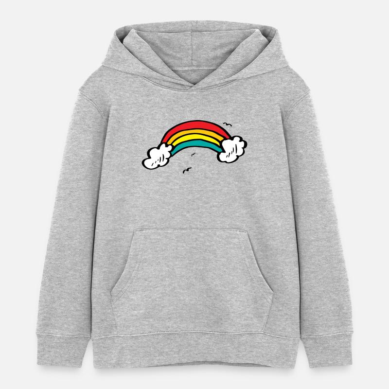 Arc arc-en-ciel vif - Sweat à capuche enfant bio Stanley/Stella - gris chiné