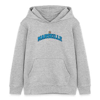 Marseille-Logo: Mediterranes College-Design - Kinder Organic Hoodie Mini Cruiser von Stanley/Stella - Grau meliert - Vorne - AI Model Kid Female (0cm)