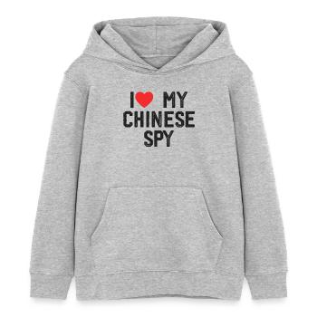 I Love My Chinese Spy - Sweat à capuche enfant bio Stanley/Stella - gris chiné - Devant - AI Model Kid Female (0cm)