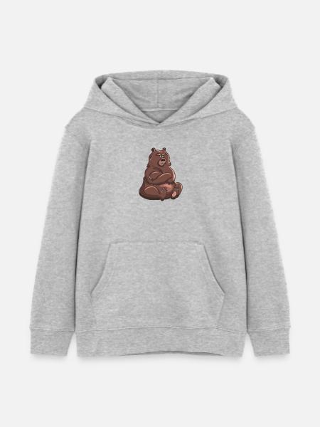 Bear Shirt - Kids Organic Hoodie by Stanley/Stella - heather grey