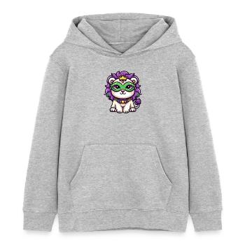 Bande dessinée mignonne de Lion de Mardi Gras - Sweat à capuche enfant bio Stanley/Stella - gris chiné - Devant - AI Model Kid Female (0cm)