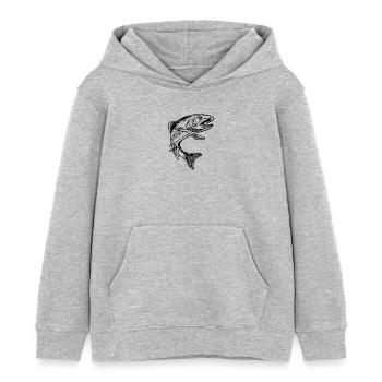 Vintage Trout Elegant char in the jump - Kids Organic Hoodie by Stanley/Stella - heather grey - Front - AI Model Kid Female (0cm)