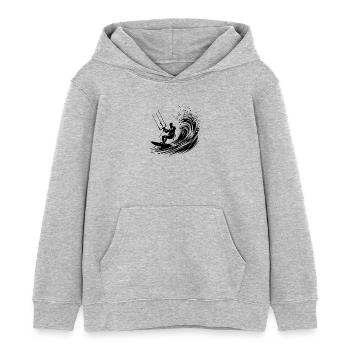 Kite-Surfing Sport with Board - Surfing in the Sky - Kids Organic Hoodie by Stanley/Stella - heather grey - Front - AI Model Kid Female (0cm)