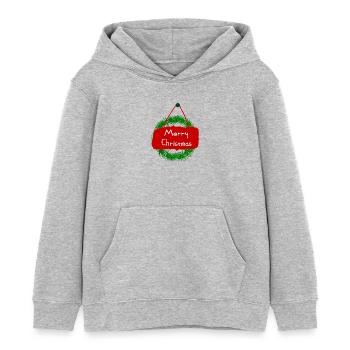 Merry Christmas greeting - Kids Organic Hoodie by Stanley/Stella - heather grey - Front - AI Model Kid Female (0cm)