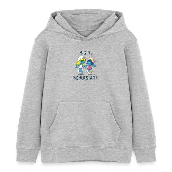 Schlümpfe Design 3,2,1… Schulstart - Kinder Organic Hoodie Mini Cruiser von Stanley/Stella - Grau meliert - Vorne - AI Model Kid Female (0cm)