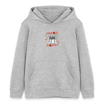 Badass Judo Mädchen - Kinder Organic Hoodie Mini Cruiser von Stanley/Stella - Grau meliert - Vorne - AI Model Kid Female (0cm)