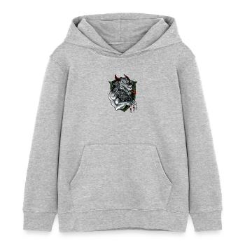 Panthère de Styrie moderne - Sweat à capuche enfant bio Stanley/Stella - gris chiné - Devant - AI Model Kid Female (0cm)