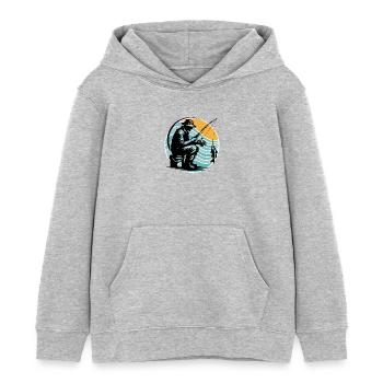 Angler Angeln - Kinder Organic Hoodie Mini Cruiser von Stanley/Stella - Grau meliert - Vorne - AI Model Kid Female (0cm)