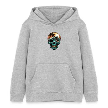 Surfen Surfer skull - Kinder Organic Hoodie Mini Cruiser von Stanley/Stella - Grau meliert - Vorne - AI Model Kid Female (0cm)