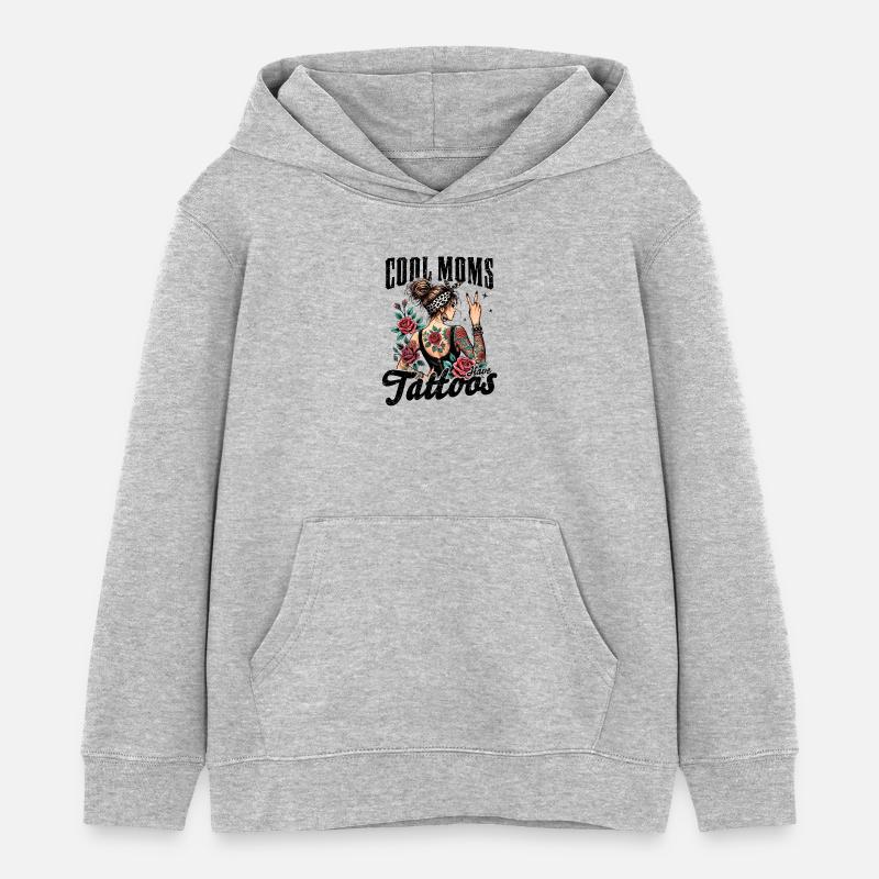 Les mamans cool ont des tatouages - Sweat à capuche enfant bio Stanley/Stella - gris chiné