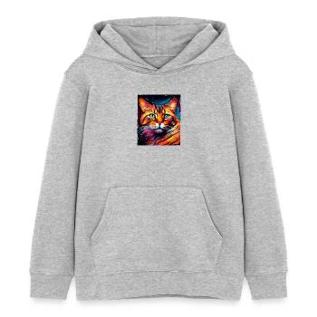 Cat Portrait - Kids Organic Hoodie by Stanley/Stella - heather grey - Front - AI Model Kid Female (0cm)