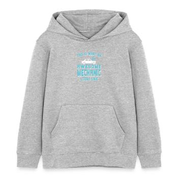 Mécanique génial humour Vintage garage voiture fierté - Sweat à capuche enfant bio Stanley/Stella - gris chiné - Devant - AI Model Kid Female (0cm)