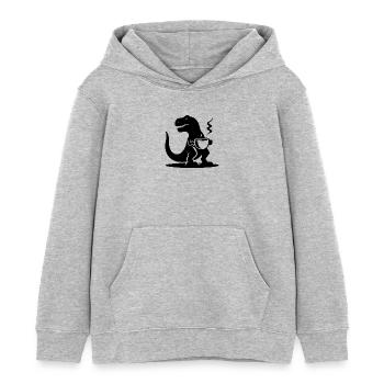 T-Rex avec tasse à café Evil Caffeine Dinosaur - Sweat à capuche enfant bio Stanley/Stella - gris chiné - Devant - AI Model Kid Female (0cm)