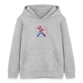 Karate Silhouette Bunt - Kinder Organic Hoodie Mini Cruiser von Stanley/Stella - Grau meliert - Vorne - AI Model Kid Female (0cm)