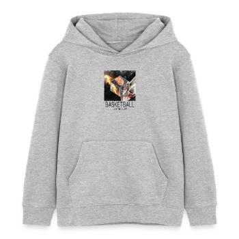Basketball Fire Basketball Player Fan Dunking Sport - Kids Organic Hoodie by Stanley/Stella - heather grey - Front - AI Model Kid Female (0cm)