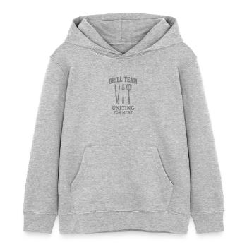 ÉQUIPE DE GRILL UNIE POUR UN BARBECUE DE VIANDE Graphique - Sweat à capuche enfant bio Stanley/Stella - gris chiné - Devant - AI Model Kid Female (0cm)