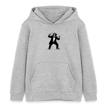 Chef d’orchestre singe dans The Monkey Dance Orchestra - Sweat à capuche enfant bio Stanley/Stella - gris chiné - Devant - AI Model Kid Female (0cm)