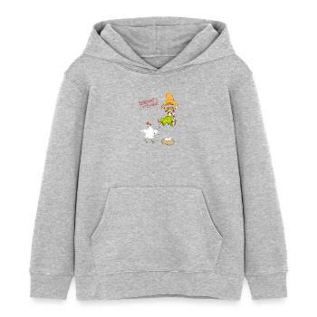 Pettersson Und Findus Kater Erschreckt Huhn - Kinder Organic Hoodie Mini Cruiser von Stanley/Stella - Grau meliert - Vorne - AI Model Kid Female (0cm)