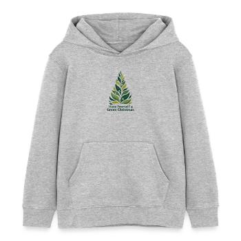 Sapin de Noël vert écologique - Sweat à capuche enfant bio Stanley/Stella - gris chiné - Devant - AI Model Kid Female (0cm)