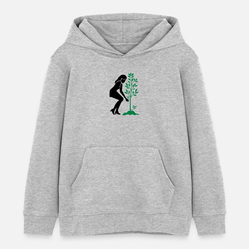 Plantation d’un arbre de conservation de la nature - Sweat à capuche enfant bio Stanley/Stella - gris chiné