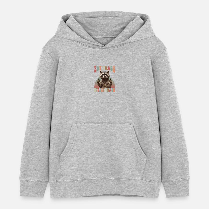 Mème de raton laveur mangeant des déchets dans la rue - Sweat à capuche enfant bio Stanley/Stella - gris chiné