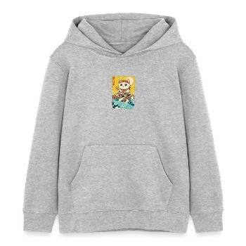 Kawaii Cat Sushi - Kids Organic Hoodie by Stanley/Stella - heather grey - Front - AI Model Kid Female (0cm)