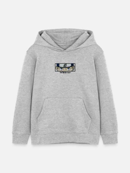Naruto Augen Als Stickmotiv - Kinder Organic Hoodie Mini Cruiser von Stanley/Stella - Grau meliert