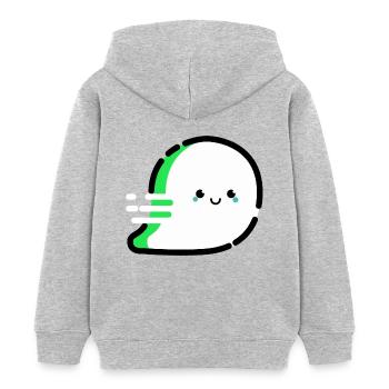Cartoon / fantôme comique très sympathique - Sweat à capuche enfant bio Stanley/Stella - gris chiné - Dos - AI Model Kid Female (0cm)