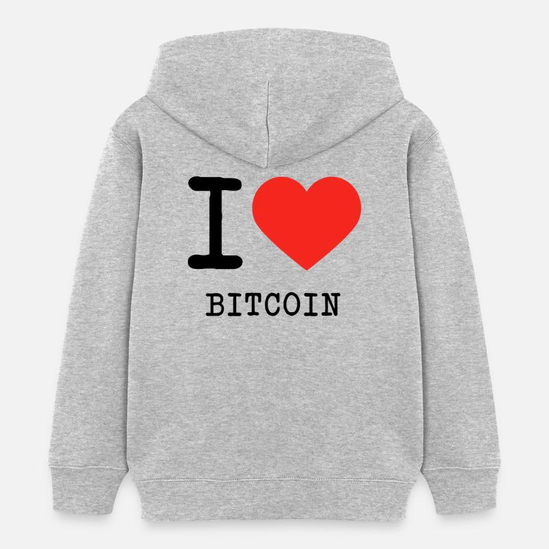 J'adore Bitcoin - Sweat à capuche enfant bio Stanley/Stella - gris chiné