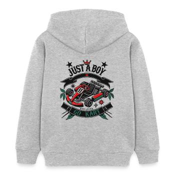 Go-kart aimant garçon style rétro - Sweat à capuche enfant bio Stanley/Stella - gris chiné - Dos - AI Model Kid Female (0cm)