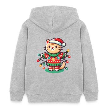 Weihnachtliche Katze Mit Lichterkette - Kinder Organic Hoodie Mini Cruiser von Stanley/Stella - Grau meliert - Hinten - AI Model Kid Female (0cm)