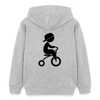 Junge, der sein Dreiräder reitet - Kinder Organic Hoodie Mini Cruiser von Stanley/Stella - Grau meliert - Hinten - AI Model Kid Female (0cm)