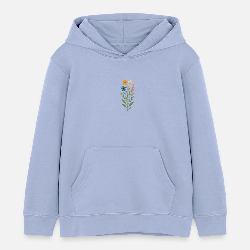 Bouquet aquarelle - Sweat à capuche enfant bio Stanley/Stella - ciel
