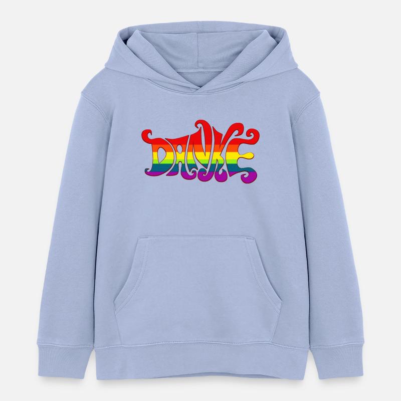 Merci arc-en-ciel diversité sixties gratitude colorée - Sweat à capuche enfant bio Stanley/Stella - ciel