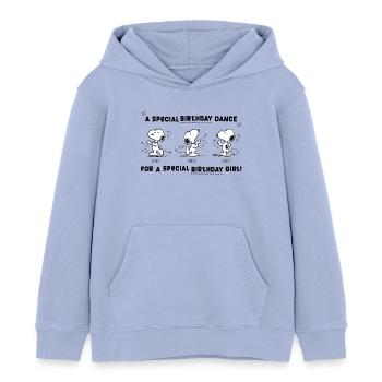 Peanuts Design Snoopy Geburtstagstanz Mädchen - Kinder Organic Hoodie Mini Cruiser von Stanley/Stella - Sky - Vorne - AI Model Kid Male (0cm)