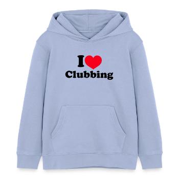 I Love Clubbing - Kinder Organic Hoodie Mini Cruiser von Stanley/Stella - Sky - Vorne - AI Model Kid Male (0cm)