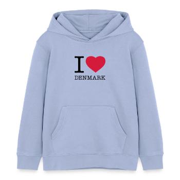 JEG ELSKER DANMARK Dänemark - Stanley/Stella børne hættetrøje økologisk - sky - Foran - AI Model Kid Male (0cm)