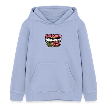 Küsschen aufs Nüsschen – Frecher Kuss Spruch - Kinder Organic Hoodie Mini Cruiser von Stanley/Stella - Sky - Vorne - AI Model Kid Male (0cm)