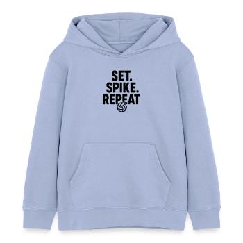 Volleyball Smash and Repeat - Sweat à capuche enfant bio Stanley/Stella - ciel - Devant - AI Model Kid Male (0cm)