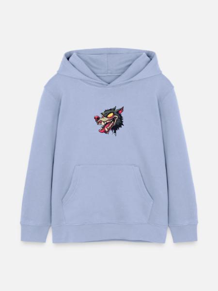 Wildes Graffiti Wolfskopf - Kinder Organic Hoodie Mini Cruiser von Stanley/Stella - Sky