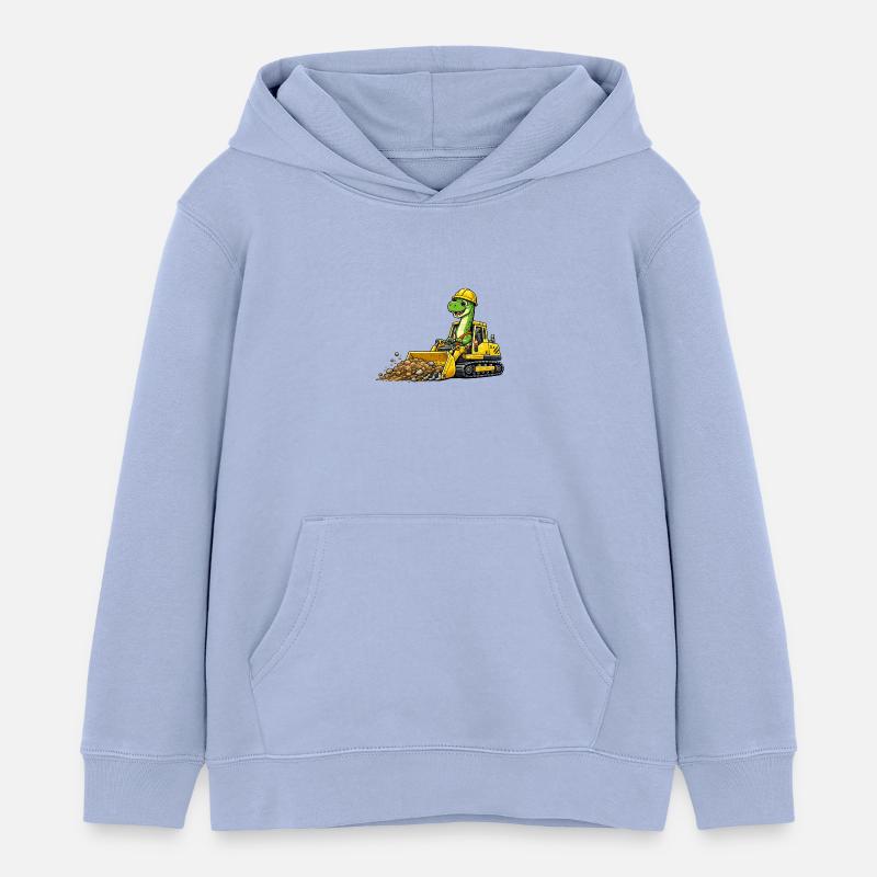 Bulldozer ouvrier du bâtiment Dino - Sweat à capuche enfant bio Stanley/Stella - ciel