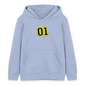Glowing Neon Number 01 Design - Kids Organic Hoodie by Stanley/Stella - sky - Front - AI Model Kid Male (0cm)