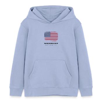 Washington, Washington D.C., USA - Kinder Organic Hoodie Mini Cruiser von Stanley/Stella - Sky - Vorne - AI Model Kid Male (0cm)