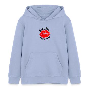 Kiss_Me - Kids Organic Hoodie by Stanley/Stella - sky - Front - AI Model Kid Male (0cm)
