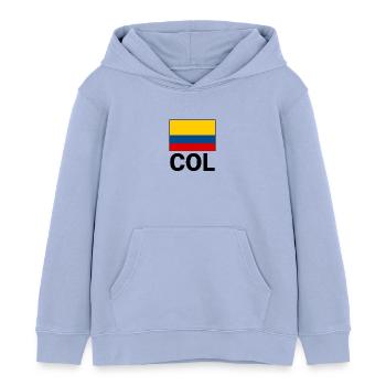 Kolumbien Fahne Trikolore mit Abkürzung COL - Kinder Organic Hoodie Mini Cruiser von Stanley/Stella - Sky - Vorne - AI Model Kid Male (0cm)