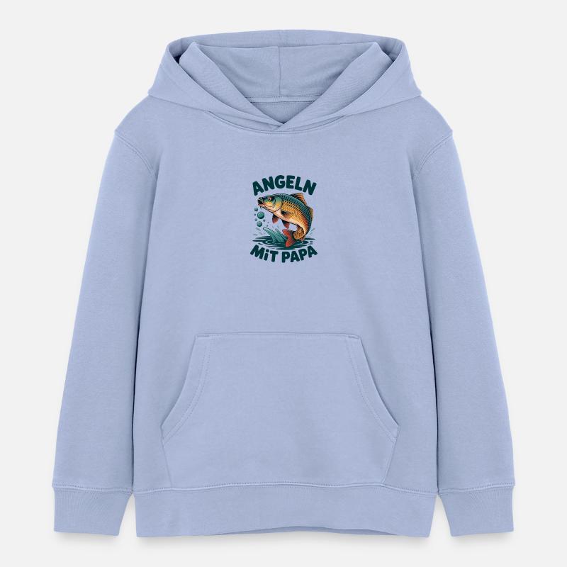 Pêcher avec papa - Sweat à capuche enfant bio Stanley/Stella - ciel