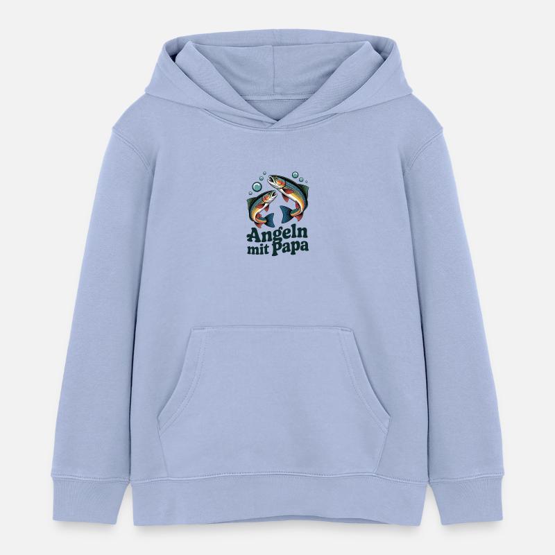 Pêcher avec papa - Sweat à capuche enfant bio Stanley/Stella - ciel